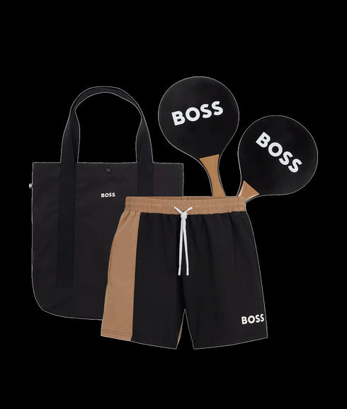 Set of Beach-ball Equipment, Swim Shorts and Bag - Black