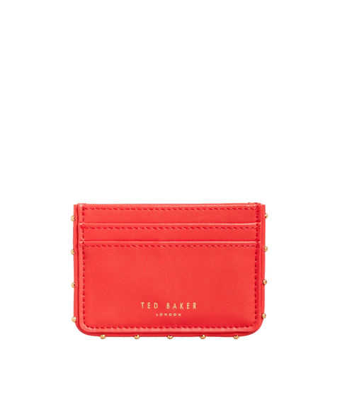 Kahnia Studded Edge Leather Card Case 7 cm - Pink