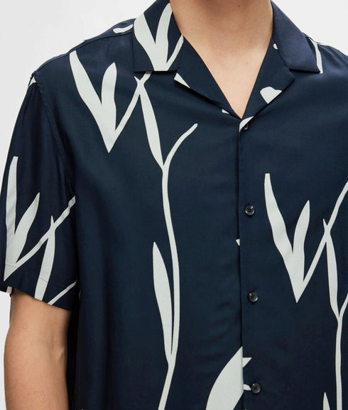 Printed Short Sleeved Shirt - Navy