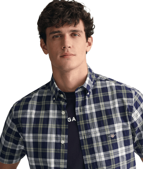Regular Fit Checked Poplin Short Sleeve Shirt Classic Blue - Multi