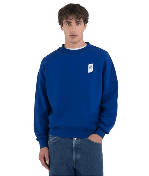 Genderless Crew-neck Sweatshirt With 9zero1 Logo - Blue