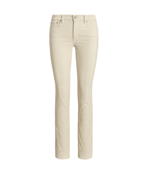 Stretch Corduroy Mid-rise Straight Pant - Cream
