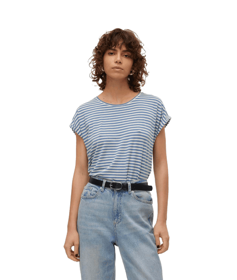Ava Ss Top Stripe - Blue