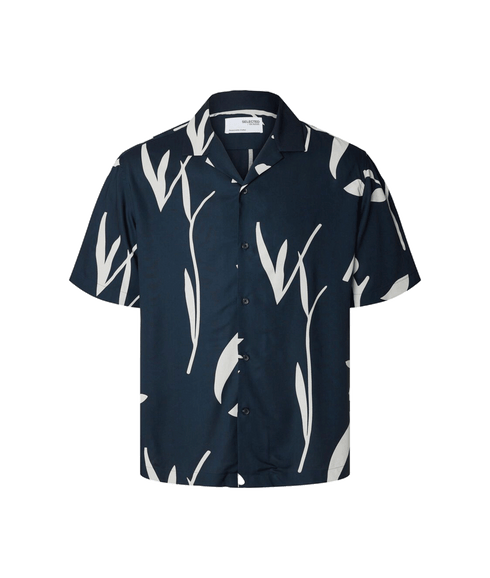 Printed Short Sleeved Shirt - Navy