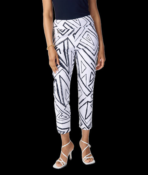 Abstract Print Cropped Pants Style - White