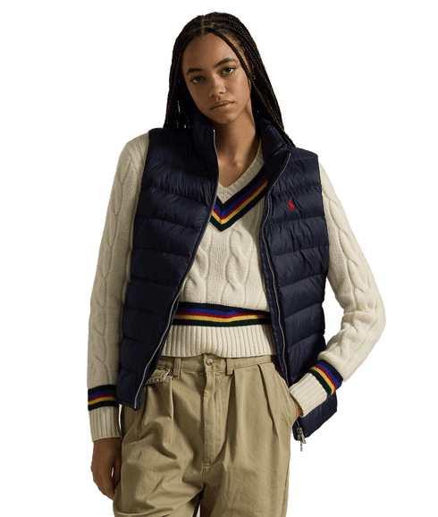 Water-repellent Quilted Packable Vest - Navy