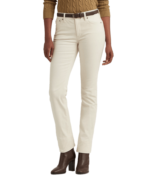 Stretch Corduroy Mid-rise Straight Pant - Cream