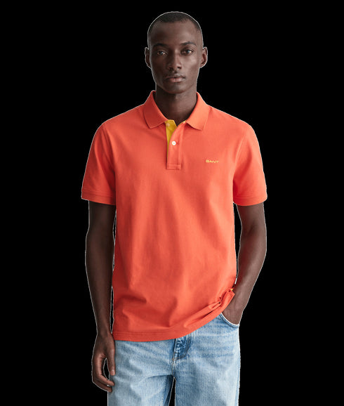 Contrast Piqué Polo Shirt - Orange