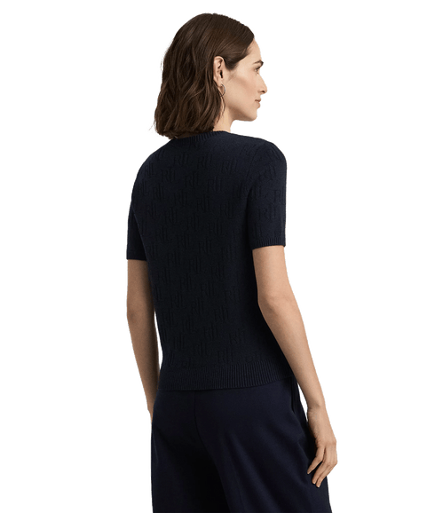 Monogram Jacquard Short-Sleeve Jumper - Black