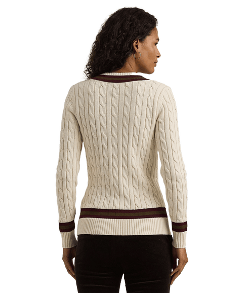 Cable-knit Cotton Cricket Sweater - Cream