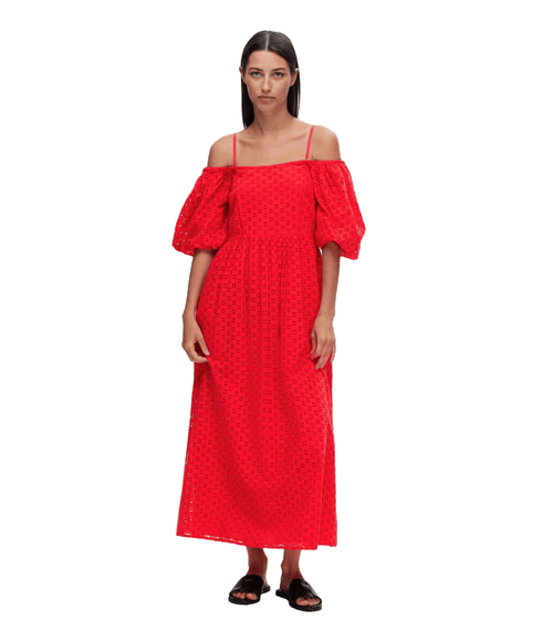 Off-shoulder Maxi Dress - Red