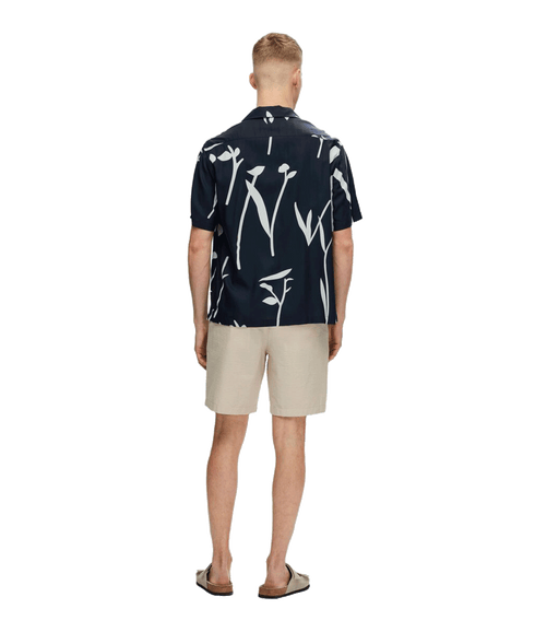 Printed Short Sleeved Shirt - Navy