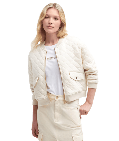 Alicia Quilted Bomber Jacket - Cream
