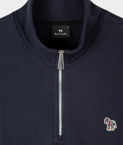 Zebra Logo Zip-Neck Sweatshirt - Navy
