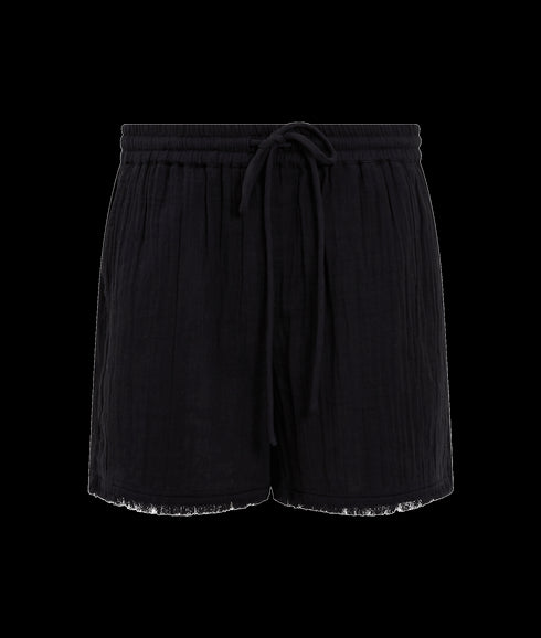 Fray Edge Detail Shorts - Black