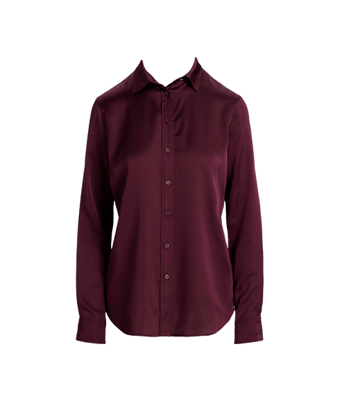Classic Fit Satin Charmeuse Shirt - Red