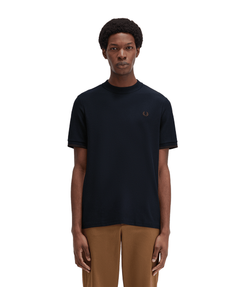 Tipped Cuff Pique T-Shirt - Navy