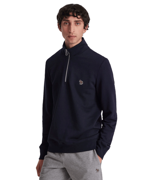 Zebra Logo Zip-Neck Sweatshirt - Navy