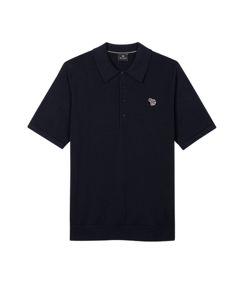 Organic Cotton Zebra Polo Sweater - Navy