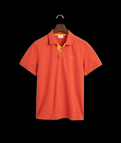 Contrast Piqué Polo Shirt - Orange