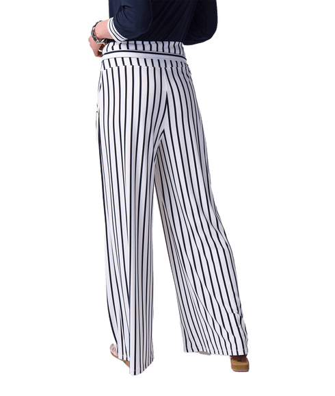 Vertical Stripe Wide Leg Pants Style - White