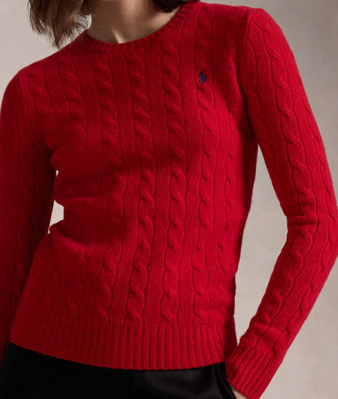 Cable-knit Wool-cashmere Sweater - Red