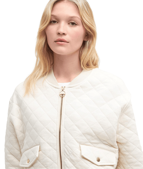 Alicia Quilted Bomber Jacket - Cream
