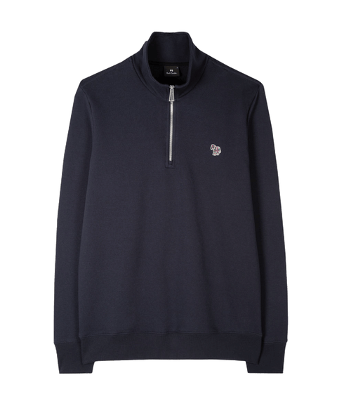 Zebra Logo Zip-Neck Sweatshirt - Navy