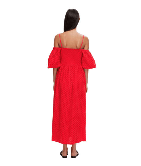 Off-shoulder Maxi Dress - Red