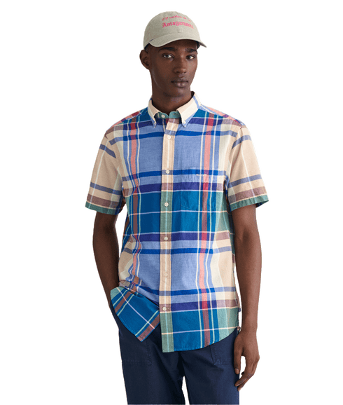 Regular Fit Indian Madras Short Sleeve Shirt - Multi