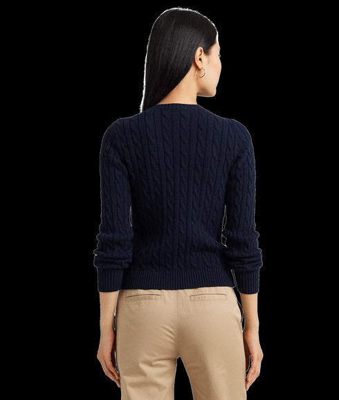 Cable-knit Cotton Cardigan - Navy
