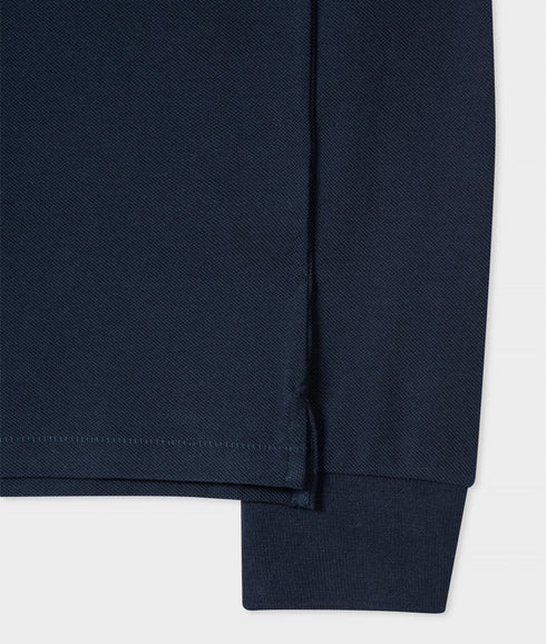 Zebra Logo Long-Sleeve Polo Shirt - Navy