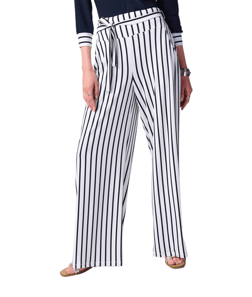 Vertical Stripe Wide Leg Pants Style - White