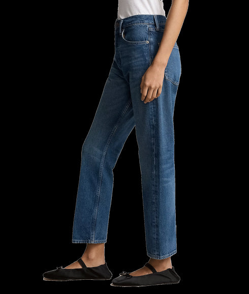 High-rise Relaxed Straight Crop Jean - Blue