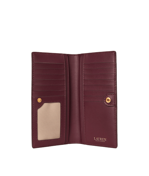 Crosshatch Leather Slim Wallet - Red