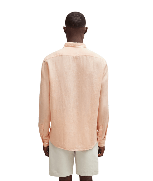 Regular-fit Linen Shirt With Button-down Collar - Orange