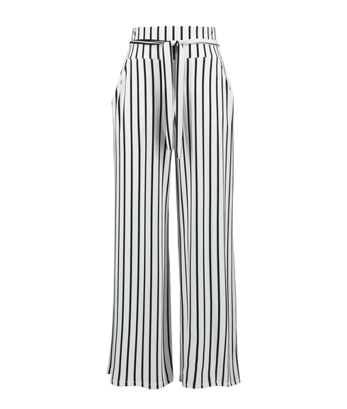Vertical Stripe Wide Leg Pants Style - White