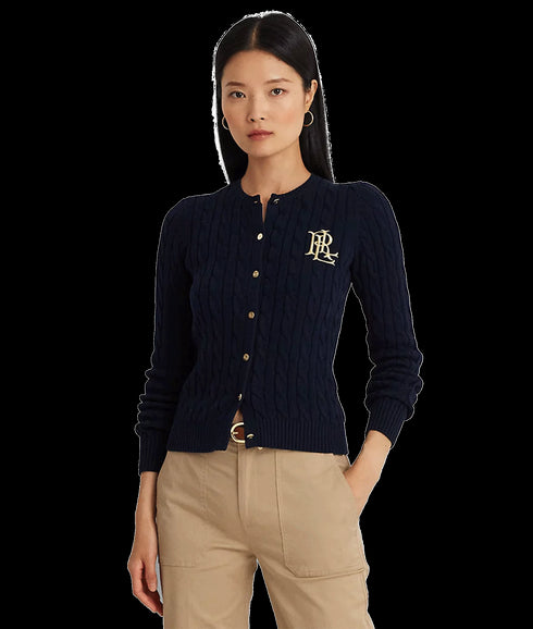 Cable-knit Cotton Cardigan - Navy