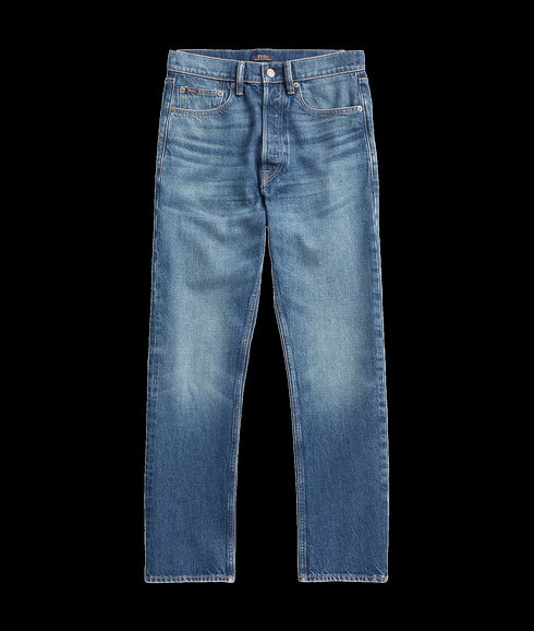 High-rise Relaxed Straight Crop Jean - Blue