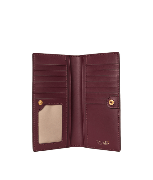 Crosshatch Leather Slim Wallet - Red