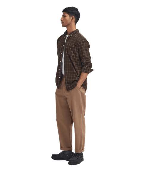 Harthill Tailored Long Sleeved Cord Shirt - Brown