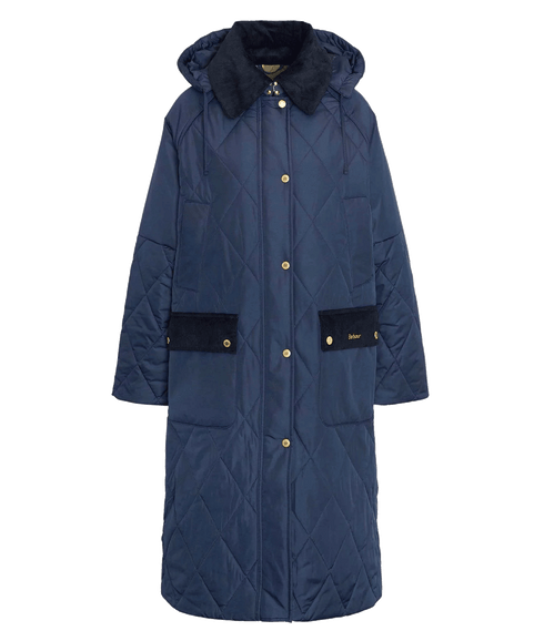 Cookston Longline Quilted Jacket - Navy