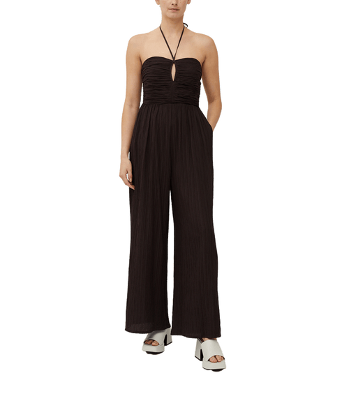 Bonny Pleated Strappy Halterneck Jumpsuit - Brown