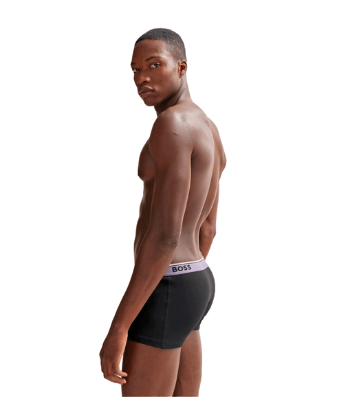 Three-Pack of Stretch-Cotton Trunks with Logo Waistbands - Black