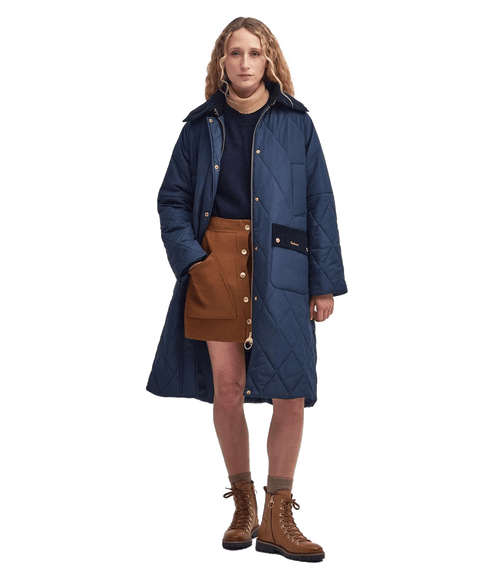 Cookston Longline Quilted Jacket - Navy