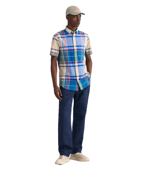 Regular Fit Indian Madras Short Sleeve Shirt - Multi