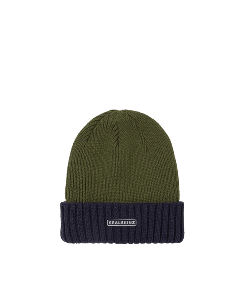 Waterproof Cold Weather Roll Cuff Beanie Hat - Green