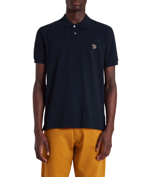 Cotton-Pique Zebra Polo Shirt - Navy