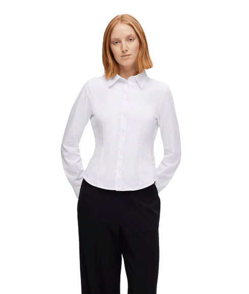 Long Sleeve Fitted Shirt - White