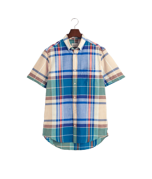 Regular Fit Indian Madras Short Sleeve Shirt - Multi